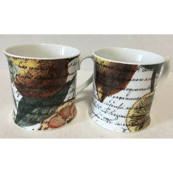 Lot Of 2 Rosanna Coffee Mugs Porcelain White Floral 12 Oz - Picture 2 of 5